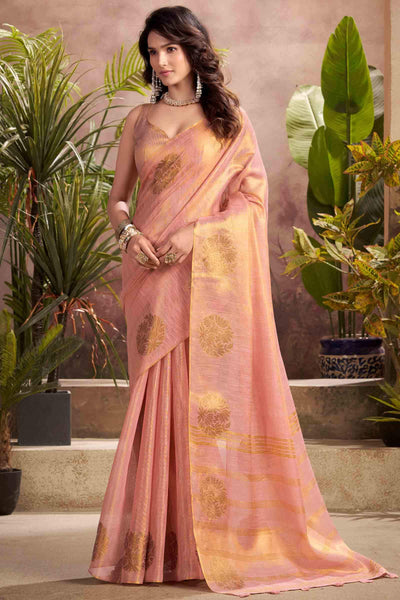 Magnificat Pink Soft Banarasi Tissue Silk Saree With Impressive Blouse Piece