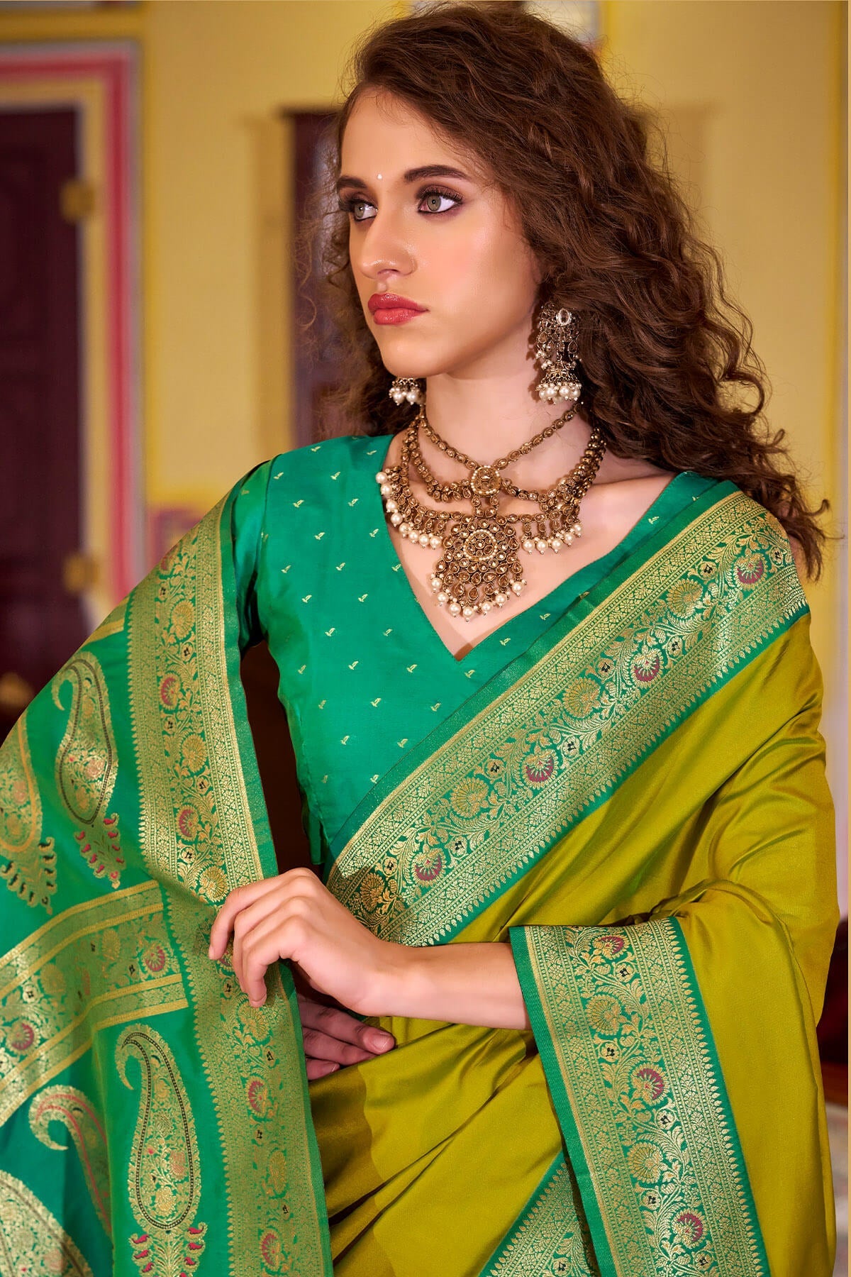 Quintessential Mustard Soft Banarasi Silk Saree With Lagniappe Blouse Piece