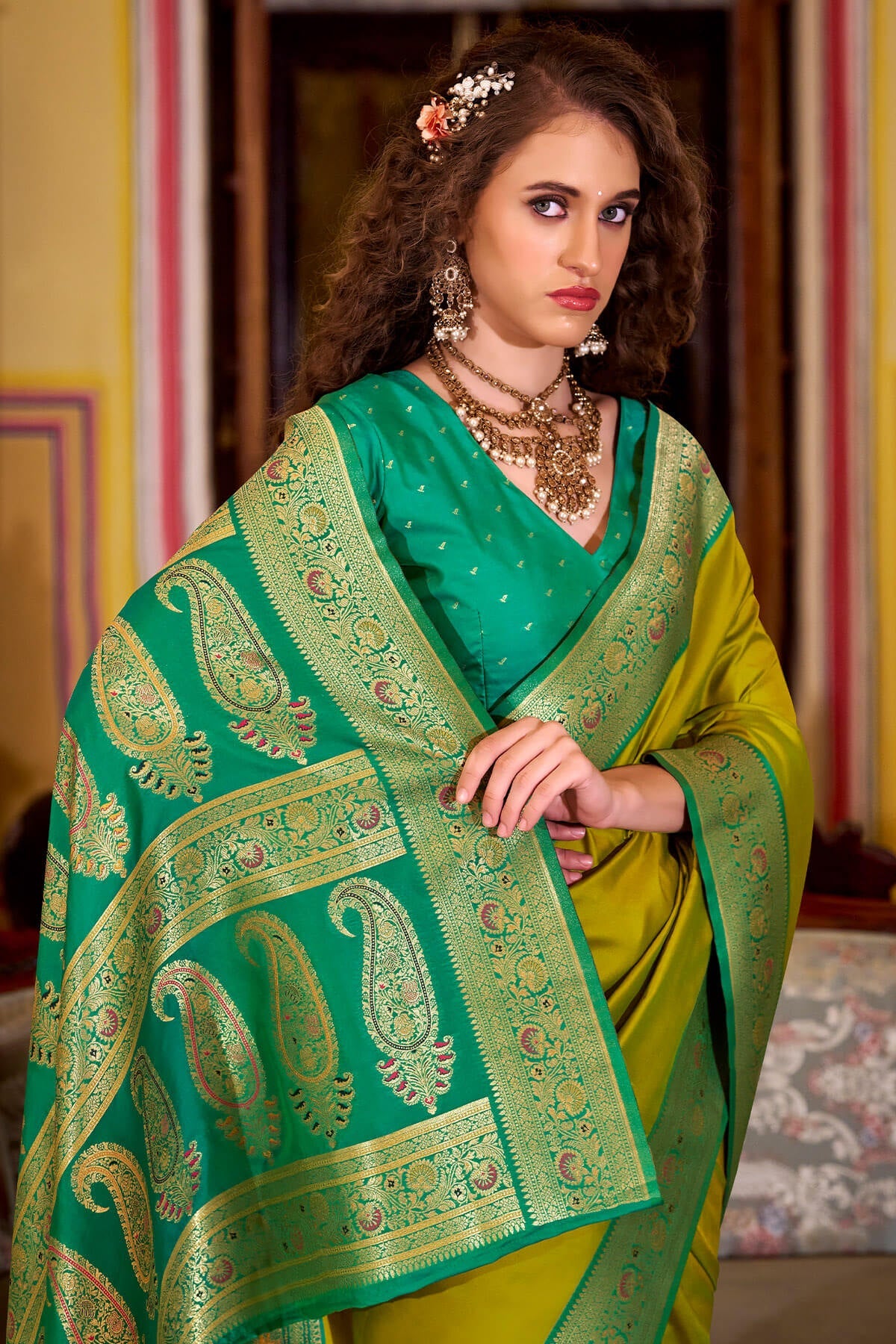Quintessential Mustard Soft Banarasi Silk Saree With Lagniappe Blouse Piece