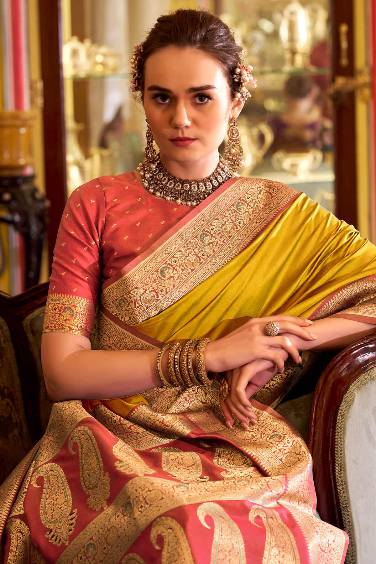 Phenomenal Yellow Soft Banarasi Silk Saree With Designer Blouse Piece