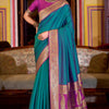 Piquant Rama Soft Banarasi Silk Saree With Verdant Blouse Piece