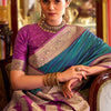 Piquant Rama Soft Banarasi Silk Saree With Verdant Blouse Piece