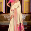 Chatoyant Beige Soft Banarasi Silk Saree With Refreshing Blouse Piece