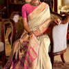 Chatoyant Beige Soft Banarasi Silk Saree With Refreshing Blouse Piece