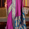 Flaunt Dark Pink Soft Banarasi Silk Saree With Exemplary Blouse Piece