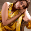Stunner Yellow Digital Printed Dola Silk Saree With Luxuriant Blouse Piece