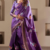 Sonorous Purple Digital Printed Dola Silk Saree With Exemplary Blouse Piece