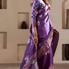 Sonorous Purple Digital Printed Dola Silk Saree With Exemplary Blouse Piece