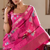 Fragrant Dark Pink Digital Printed Dola Silk Saree With Conflate Blouse Piece