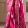 Fragrant Dark Pink Digital Printed Dola Silk Saree With Conflate Blouse Piece