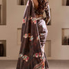 Dalliance Brown Digital Printed Dola Silk Saree With Sonorous Blouse Piece