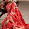 Piquant Red Digital Printed Dola Silk Saree With Evocative Blouse Piece