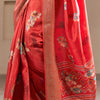 Piquant Red Digital Printed Dola Silk Saree With Evocative Blouse Piece