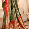 Enthralling Mehndi Paithani Silk Saree With Glittering Blouse Piece