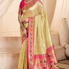 Magnetic Beige Paithani Silk Saree With Luminous Blouse Piece