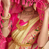 Magnetic Beige Paithani Silk Saree With Luminous Blouse Piece