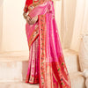 Imbrication Pink Paithani Silk Saree With Efflorescence Blouse Piece