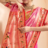 Imbrication Pink Paithani Silk Saree With Efflorescence Blouse Piece