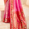Imbrication Pink Paithani Silk Saree With Efflorescence Blouse Piece
