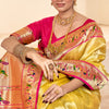 Ephemeral Yellow Paithani Silk Saree With Denouement Blouse Piece