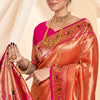 Winsome Red Paithani Silk Saree With Whimsical Blouse Piece
