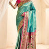 Exemplary Sea Green Paithani Silk Saree With Rhapsody Blouse Piece