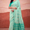Nebula Sea Green Cotton Silk Saree With Panoply Blouse Piece