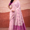 Scintillating Lavender Cotton Silk Saree With Precious Blouse Piece