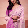 Scintillating Lavender Cotton Silk Saree With Precious Blouse Piece