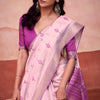 Scintillating Lavender Cotton Silk Saree With Precious Blouse Piece