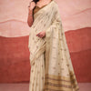 Charming Beige Cotton Silk Saree With Fancifull Blouse Piece