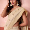 Charming Beige Cotton Silk Saree With Fancifull Blouse Piece