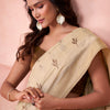 Charming Beige Cotton Silk Saree With Fancifull Blouse Piece