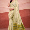 Ailurophile Pista Cotton Silk Saree With Gratifying Blouse Piece
