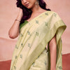 Ailurophile Pista Cotton Silk Saree With Gratifying Blouse Piece