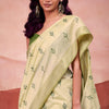 Ailurophile Pista Cotton Silk Saree With Gratifying Blouse Piece