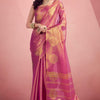 Petrichor Dark Pink Soft Banarasi Tissue Silk Saree With Devastating Blouse Piece