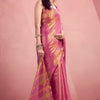 Petrichor Dark Pink Soft Banarasi Tissue Silk Saree With Devastating Blouse Piece