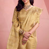 Adoring Beige Soft Banarasi Tissue Silk Saree With Girlish Blouse Piece