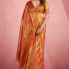 Aplomb Orange Soft Banarasi Tissue Silk Saree With Deserving Blouse Piece