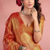 Aplomb Orange Soft Banarasi Tissue Silk Saree With Deserving Blouse Piece