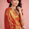 Aplomb Orange Soft Banarasi Tissue Silk Saree With Deserving Blouse Piece