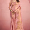 Glowing Pink Soft Banarasi Tissue Silk Saree With Artistic Blouse Piece