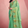 Inimitable Turquoise Soft Banarasi Tissue Silk Saree With Ideal Blouse Piece