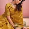 Sizzling Mustard Soft Banarasi Tissue Silk Saree With Delectable Blouse Piece