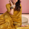 Sizzling Mustard Soft Banarasi Tissue Silk Saree With Delectable Blouse Piece