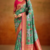 Pleasurable Green Kalamkari Printed Saree With Charismatic Blouse Piece