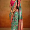 Pleasurable Green Kalamkari Printed Saree With Charismatic Blouse Piece