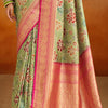 Ephemeral Pista Kalamkari Printed Saree With Winsome Blouse Piece