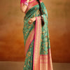 Demesne Green Kalamkari Printed Saree With Scrupulous Blouse Piece